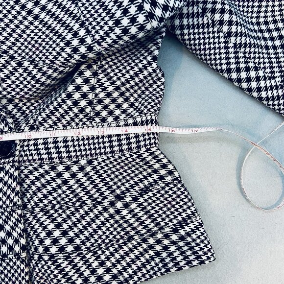 WHBM Black White Houndstooth Fitted Peplum Blazer SZ 6 Classic Feminine - Picture 9 of 12